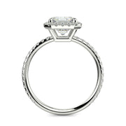 Hanna Emerald Cut Pave Halo 4 Prong Claw Set Engagement Ring Setting - Nivetta